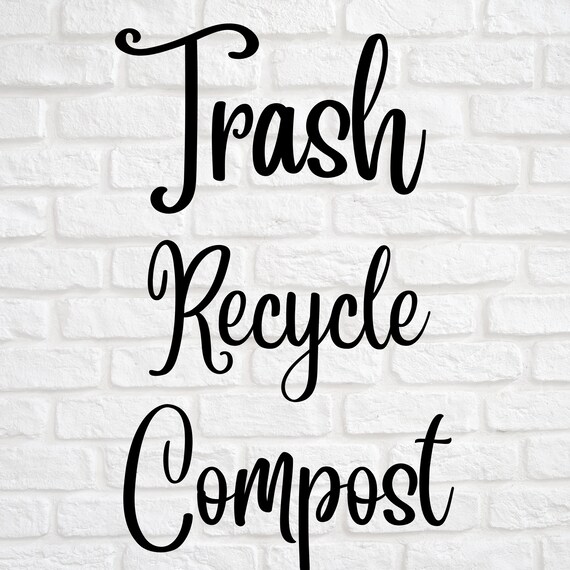 Fancy Script Trash Compost Recycle Sticker Trash Decal | Etsy