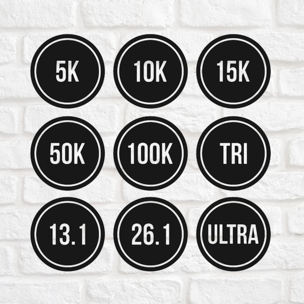 2.5 Inch Running Sticker Vinyl Decal, 5K 10K 15K 50K 100K 13.1 mile 26.2 mile Half Marathon Ultra Tri Bumper Sticker