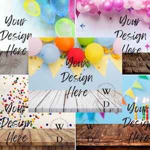 5 Birthday Mockup, Birthday Digital Backgrounds Bundle, Birthday Party Photo Product Mockup Bundle