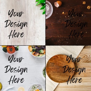 4 Kitchen Digital Background Flatlay Bundle,  Kitchen Product Flatlay Mockup Backdrop Bundle
