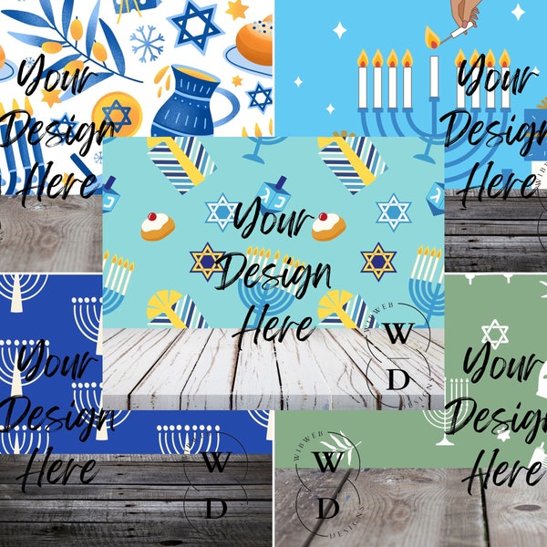 5 Hanukkah Mockups, Hanukkah Digital Background Product Mockup Bundle, Hanukkah Photo Backdrop Layout Bundle Instant Download