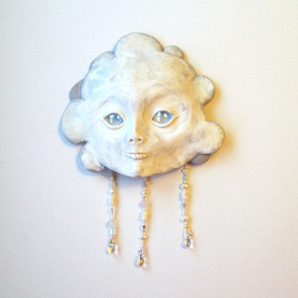 Little White And Gray Rain Cloud Art Wall Sculpture