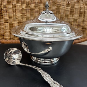 Vintage A Gorham Silver Original Soup Terrine with Ladle