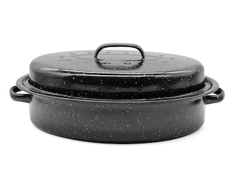 Oval Casserole Dish with Lid Handles Roasting Pot Tray Pan Oven Safe Cooking