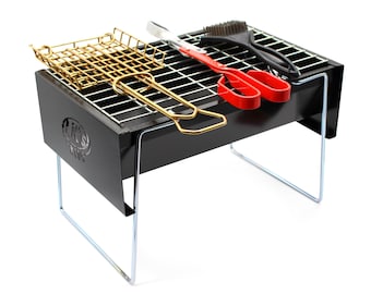 Kids Outdoor Barbecue Set Real BBQ & Accessories Learning to Cook Grill Braai