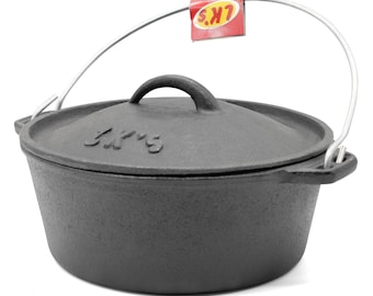 Cast Iron Casserole Pot with Lid: Dutch Oven for Camping & Braai