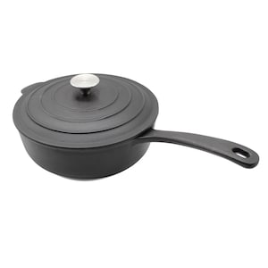 Premium Cast Iron Sauce Pan with Lid Casserole Pot Cooking Stew Stock Kitchen