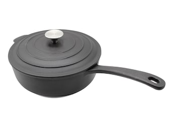 Premium Cast Iron Sauce Pan with Lid Casserole Pot Cooking Stew Stock Kitchen