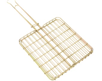 33cm Steel Cooking Grid Basket with Handle for Barbecue BBQ Grilling Campfire