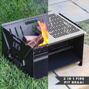 2 in 1 Fire Pit & Grill Barbecue BBQ Outdoor Cooking Braai Garden Patio Heater Party