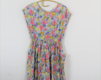 80's floral cotton dress // medium