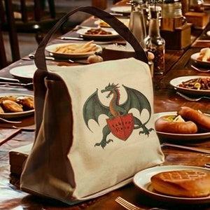 Sac à lunch en toile avec collection d'emblèmes mythiques personnalisés