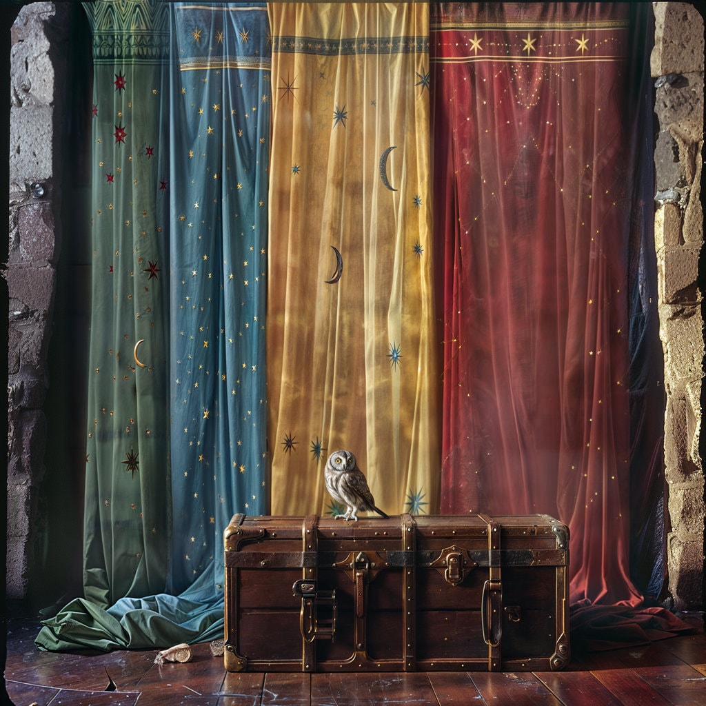 Magical Blackout Curtains - Starry Night Red, Mystical Moons Yellow, Celestial Dreams Blue, Enchanted Forest Green - Wizard House Decor