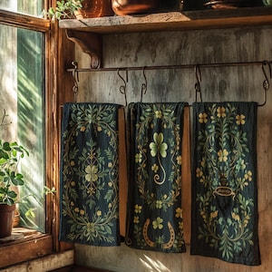 Eleganckie ręczniki na Dzień Świętego Patryka – koniczyna, garnek złota i szczęście | Irish Kitchen Decor & Gifts