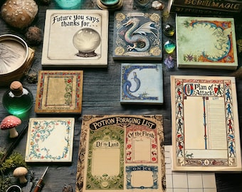 Magic Sticky Notes, Sticky Weekly Planner Block Pad, Sticky Notepad Lists- Medieval and Vintage Style