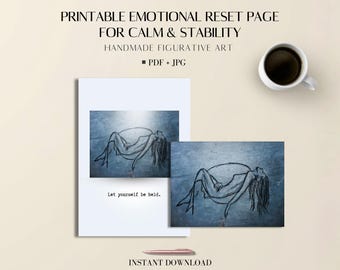 Emotional Reset Page Printable: Handmade Woman Figurative Art PDF JPG