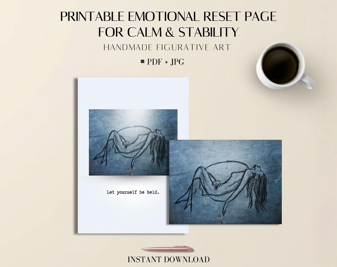Emotional Reset Page Printable: Handmade Woman Figurative Art PDF JPG
