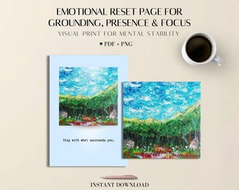 Emotional Reset Page for Grounding, Presence & Focus | Printable Forest Visual Relief Print | PDF + PNG