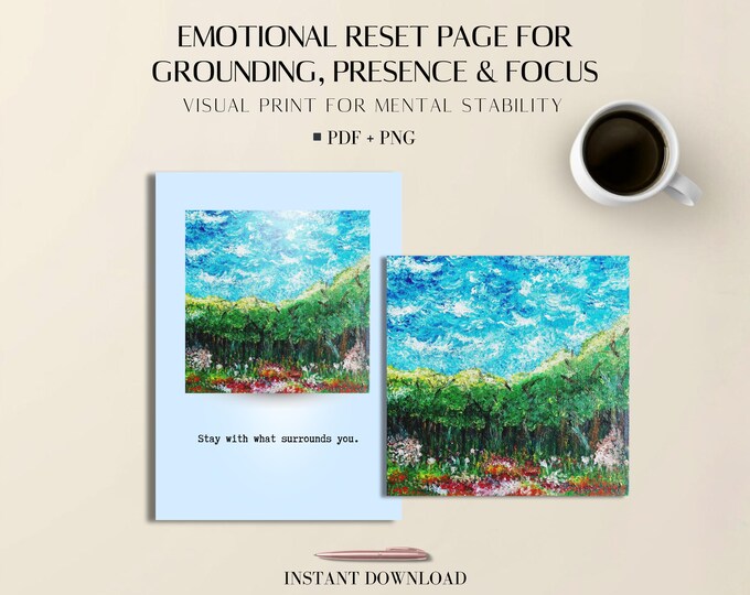 Emotional Reset Page for Grounding, Presence & Focus | Printable Forest Visual Relief Print | PDF + PNG