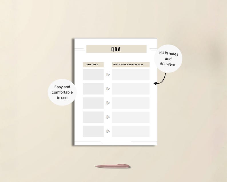 Coaching Worksheets Minimal Printable PDF + PNG, 2 Q&A Templates ...
