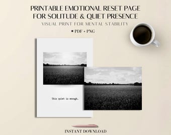 Emotional Reset Page Printable: Solitary Tree Photography Art PDF PNG