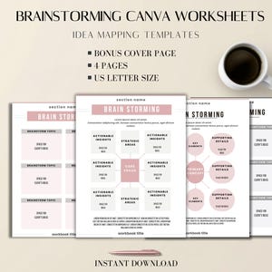 Tygodniowy planer z arkuszami Canva: szablony mapowania pomysłów, planowanie biznesowe, 4 strony, list US