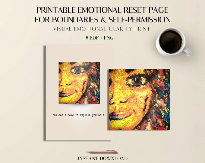 Emotional Reset Page Printable: Boundary, Clarity & Self-Permission PDF PNG Art