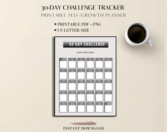 30 Day Planner Printable: Self-Growth PDF Habit Tracker Sheet