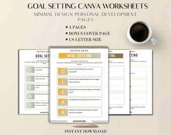 Goal Setting Canva Worksheets | Minimal Design | 4 Pages | US Letter Size