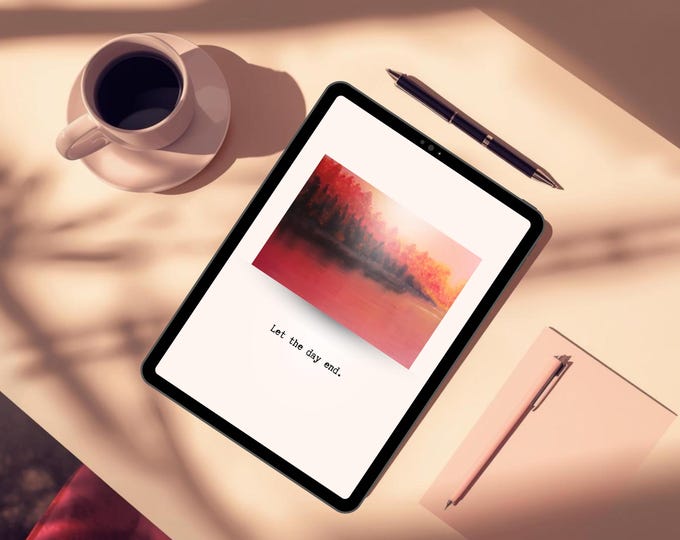 Planner Insert, Printable Pause Page for Calm & Mental Rest | Sunset Visual Reset Print | Handmade Figurative Art | PDF + JPG