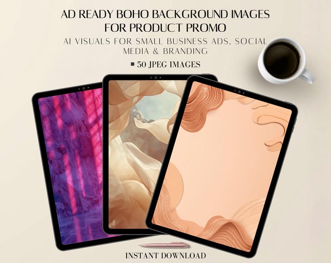 Ad Background Pack: Boho AI Visuals for Product Promo and Social Media