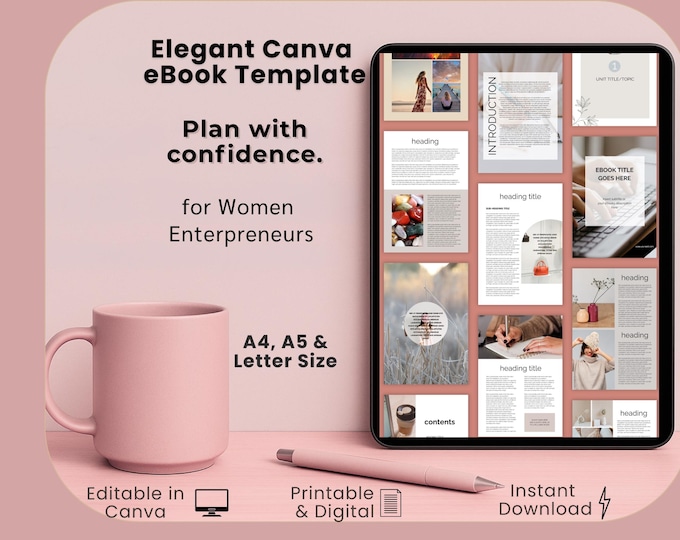 Featured listing image: Editable Canva Workbook Template for Coaches and Entrepreneurs | 50 Modern Pages | Course & eBook Design