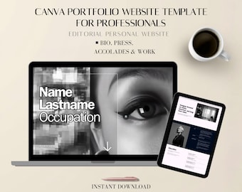 Portfolio Website Canva Template: Editable One Page Minimal Design Digital Download