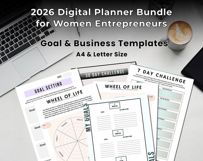 Featured listing image: 2026 Digital Planner Bundle for Women Entrepreneurs | Instant Download | Goal & Business Templates