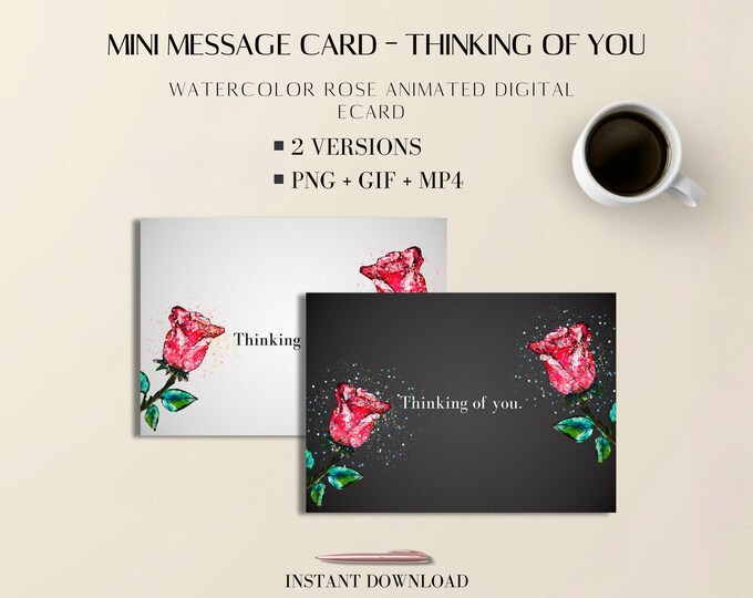Client Appreciation Digital Card | Modern Rose Networking eCard | Editable Canva & PLR (PNG, GIF, MP4)