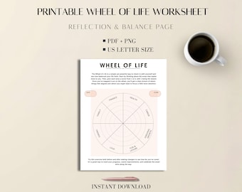 Wheel of Life Page Printable Worksheet: Minimal US Letter PDF & PNG Chart