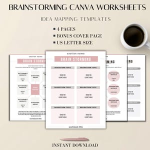Starter dla nowych firm | Arkusze robocze Canva do burzy mózgów: edytowalne arkusze mapowania pomysłów i planowania biznesowego