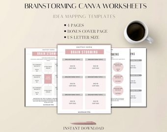 New Business Starter | Brainstorming Canva Worksheets: Editable Idea Mapping and Business Planning Sheets