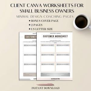Kundarbetsblad Canva-mall: Minimala redigerbara coachningssidor, US Letter-storlek