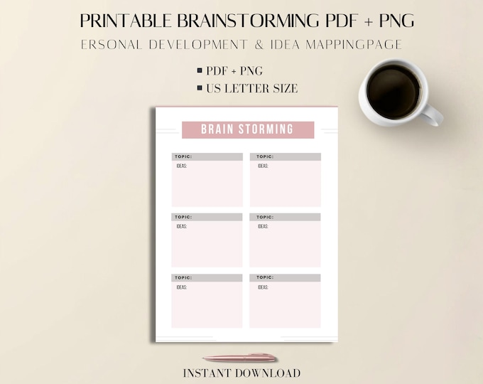 Brainstorming Sheet Printable PDF: Idea Mapping US Letter Size