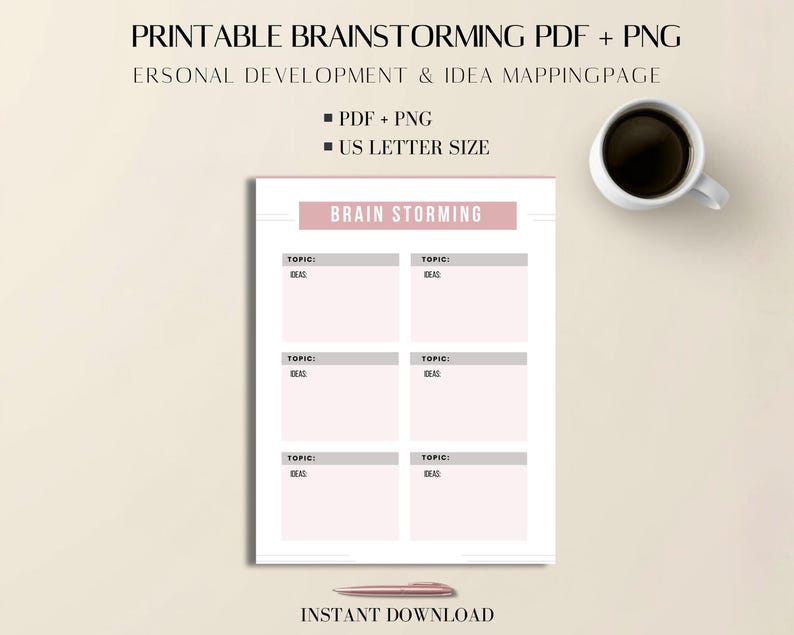 Brainstorming Sheet Printable PDF: Idea Mapping US Letter Size - Etsy