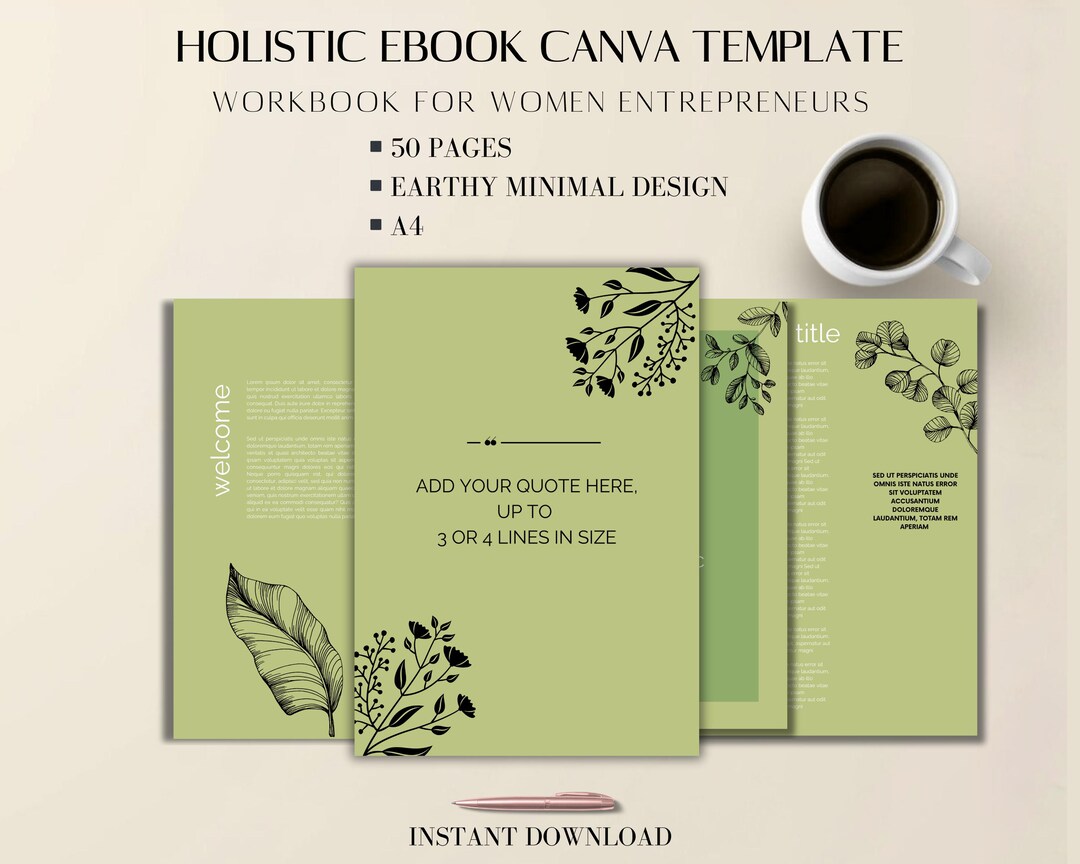 Ebook Template Canva A4: 50-page Earthy Boho Editable Workbook for ...