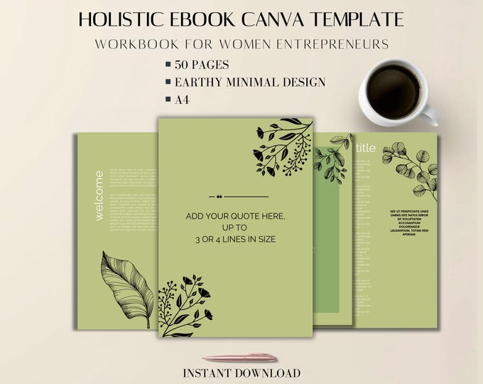 eBook Template Canva A4: 50-Page Earthy Boho Editable Workbook for Entrepreneurs