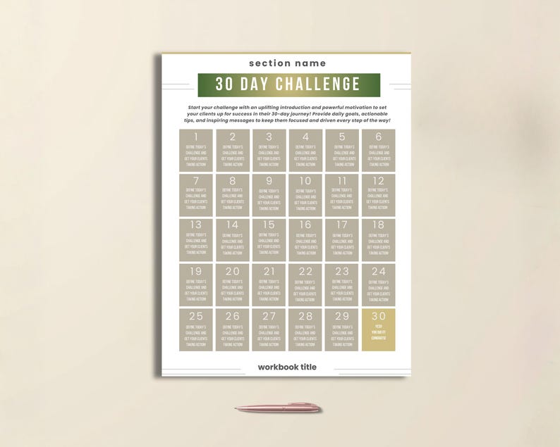 30 Day Goal Tracker Canva Worksheets | Business Planning Challenge ...