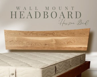 Horizon Wall Mount Headboard ONLY - Solid Wood Headboard - Full, Twin, King, Queen, and Cal King Bed Frame - Cherry, Walnut, Maple, and Oak