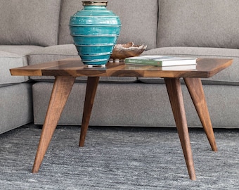 Solid Wood Coffee Table: Mid-Century Modern Square Table, Handmade in Ohio