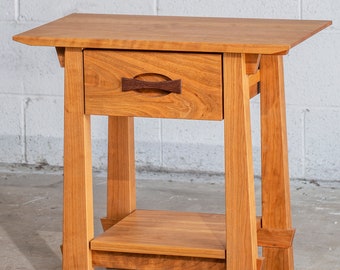 Enso Side Table with Drawer - Nightstand, Bedside Table - Solid Wood Side Table in White Oak, Walnut, Cherry, and Maple