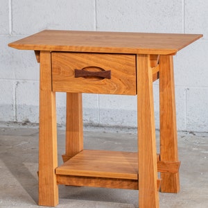 Enso Side Table with Drawer - Nightstand, Bedside Table - Solid Wood Side Table in White Oak, Walnut, Cherry, and Maple
