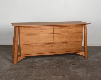 Sunrise Modern Dresser | 6 Drawer Dresser | Handmade Solid Wood Dresser | Chest of Drawers | Bedroom Furniture | Living Room Storage
