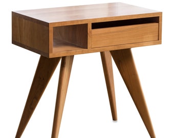 Table d'appoint moderne, fait main en bois, meubles de chambre à coucher, noyer, chêne, érable cerisier, salon, table de chevet, table de bout moderne milieu du siècle